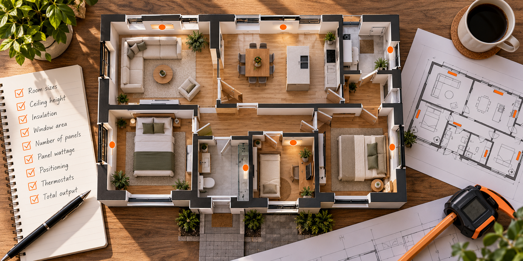 Planning how many infrared heating panels are needed throughout a house