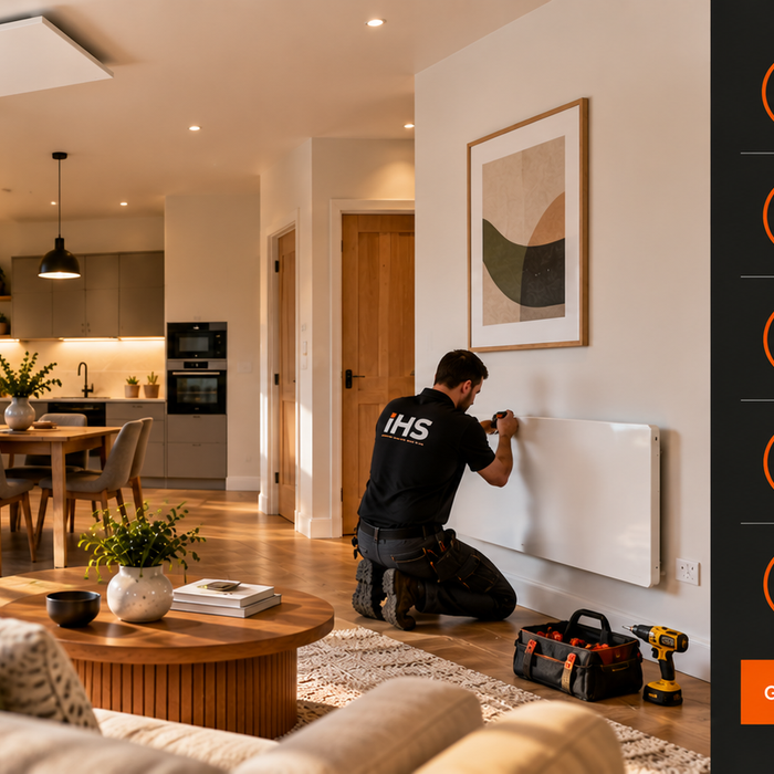 Professional installation of wall and ceiling infrared heating panels in a UK home