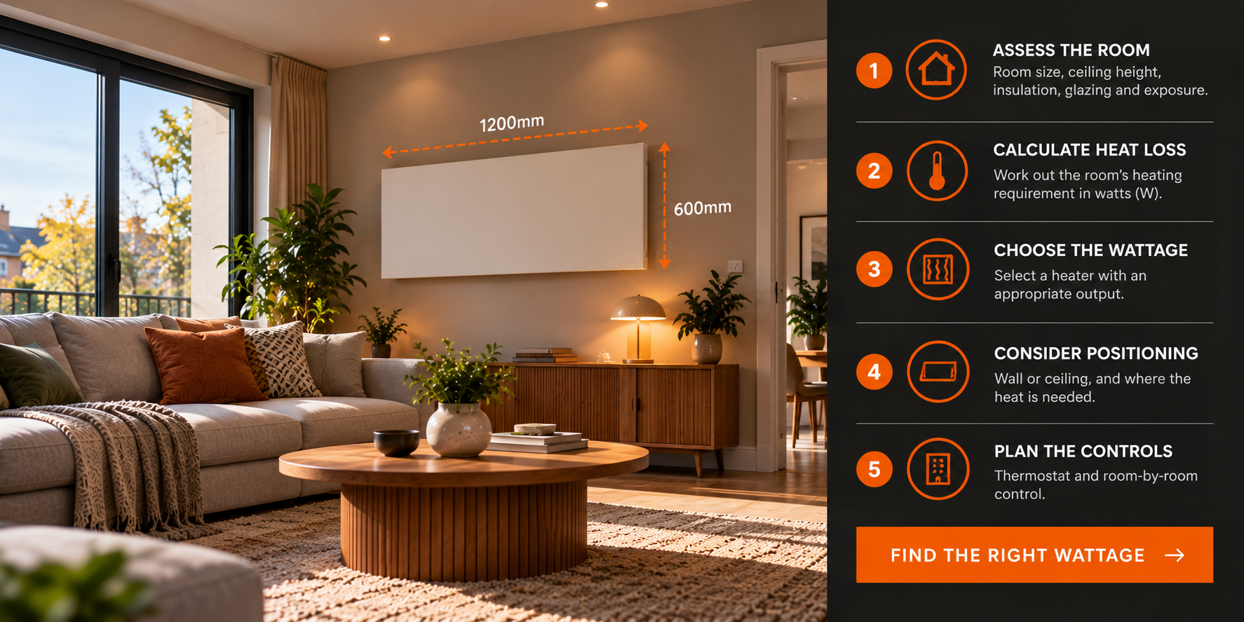 Planning the correct infrared heater wattage for a room