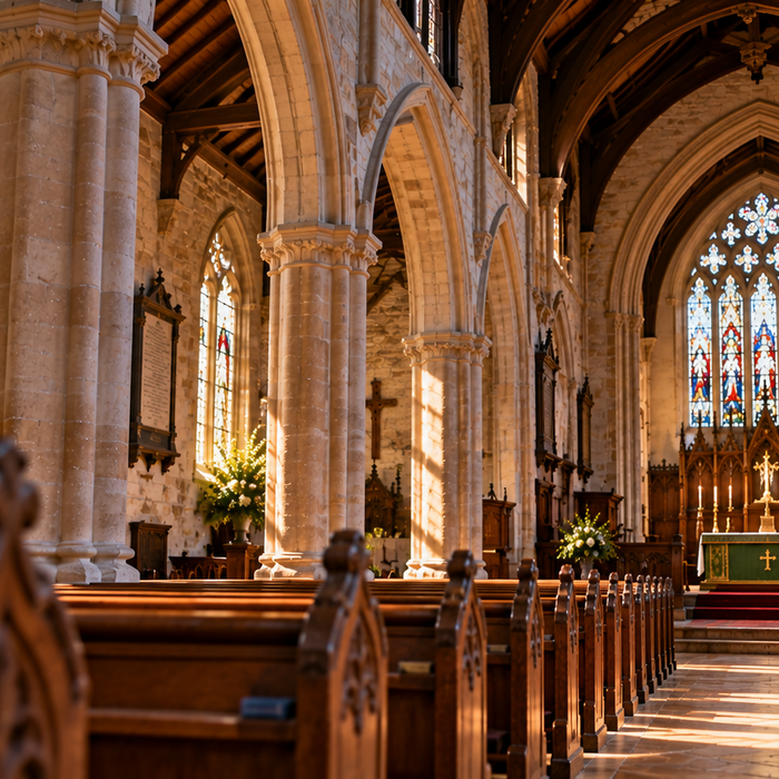 Large historic church interior illustrating the challenge of heating a church efficiently