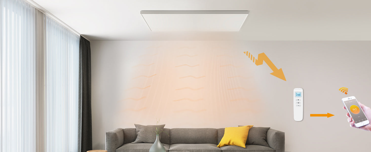 Ceiling Mounted Infrared Heating Panel | (1005x605mm) 660w | Built in Thermostat- Wifi - Infrared Heating Supplies - 6 