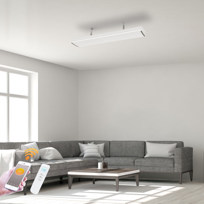 1 Metre White Infrared Bar Heater | Built in Thermostat | 1800W | Remote control and Wifi