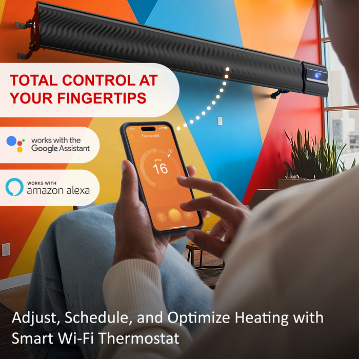 6ft Infrared Bar Heater | Built in Thermostat, LED Display | 3000W | Remote control and Wi-Fi