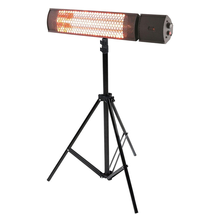 Wall Mounted Electric Patio Heater - 2kW with Remote Control & Free Removeable Tripod - Infrared Heating Supplies - 1 