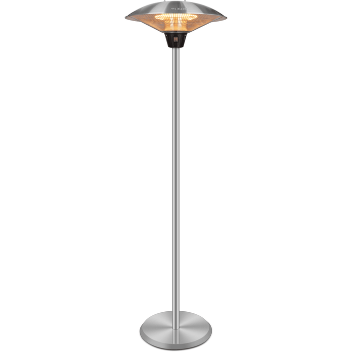 Mushroom Style Electric Infrared Patio Heater - 2.1kW with 3 Heat Settings in Silver - Infrared Heating Supplies - 1 