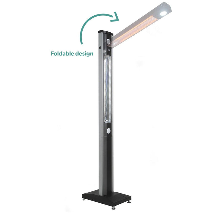 Freestanding Electric Patio Heater - 1.8kW with 5 Heat Settings Remote and Light - Infrared Heating Supplies - 3 