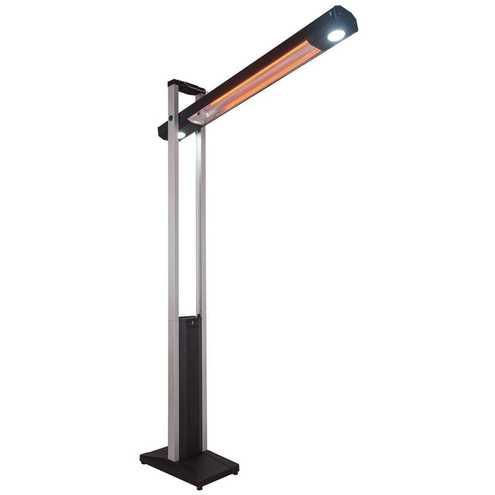 Freestanding Electric Patio Heater - 1.8kW with 5 Heat Settings Remote and Light - Infrared Heating Supplies - 4 