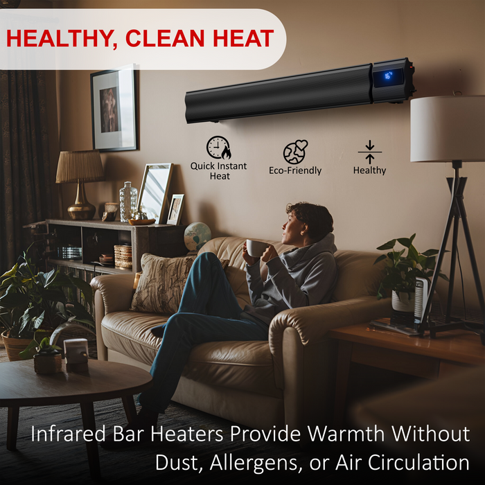 6ft Infrared Bar Heater | Built in Thermostat, LED Display | 3000W | Remote control and Wi-Fi