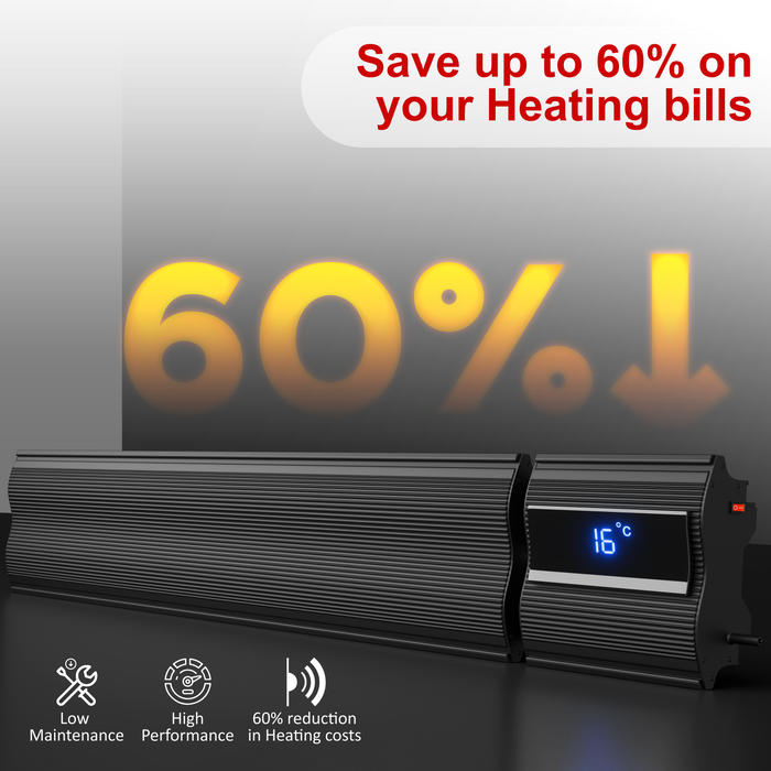 4ft Infrared Bar Heater | Built in Thermostat, LED Display | 1800W | Remote control and Wi-Fi