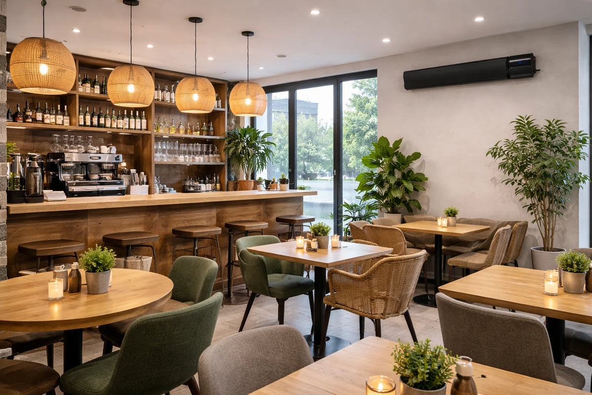 Calefacción por infrarrojos para cafeterías, bares y restaurantes infrared heating