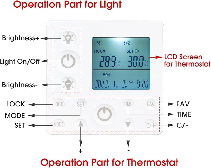 control for infrared heating panels with led light