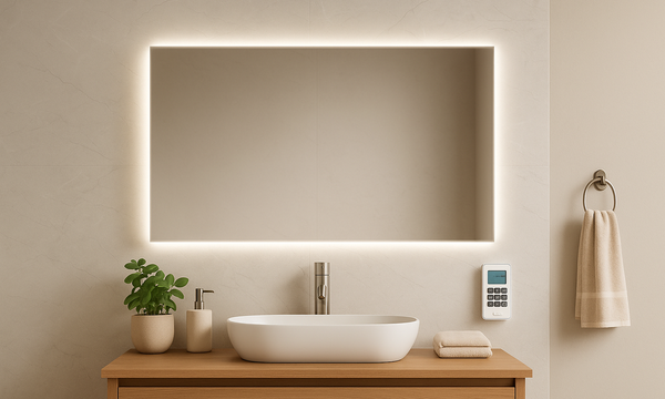 Infrared heating panel installed in a real interior setting