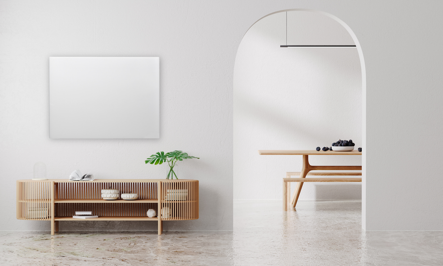 Panneaux infrarouges en verre installed in an interior