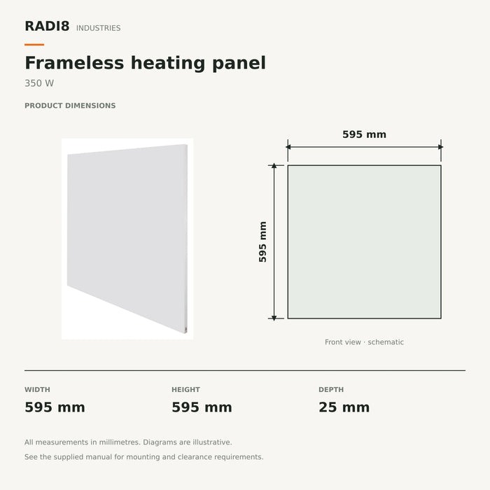 Infrared Heating Panel (600 x 600) | Frameless Series | 350w