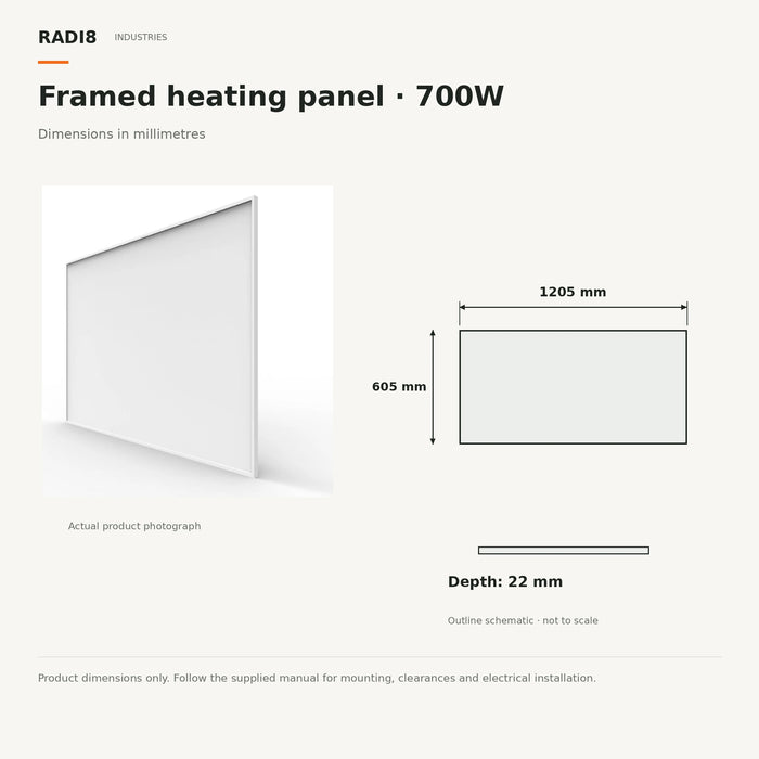 Infrared Heating Panel (1205x605mm) | Framed Series | 700w