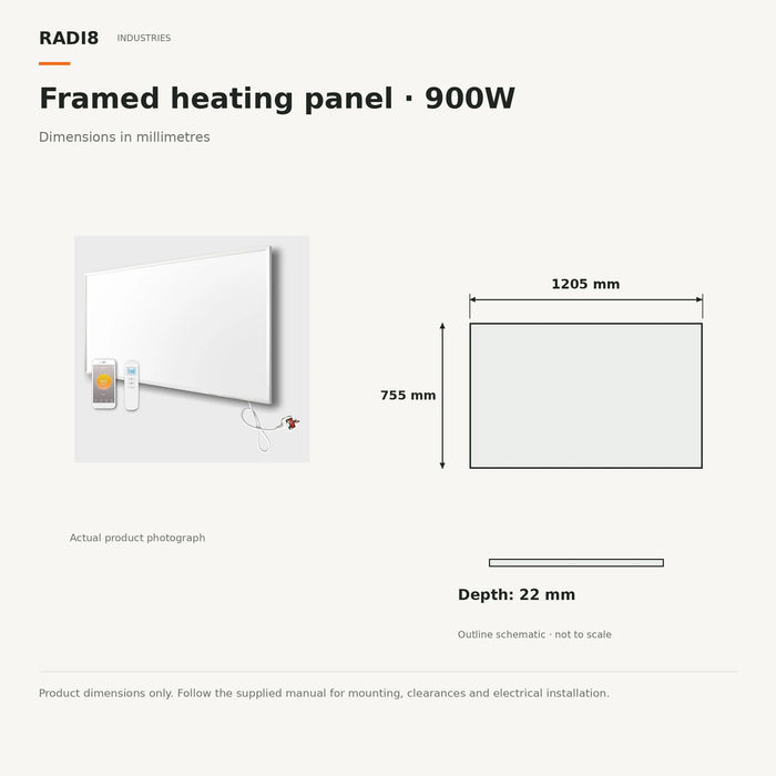 Infrared Heating Wall Panel (1205x755mm) | 900w | Built in Thermostat - Wifi