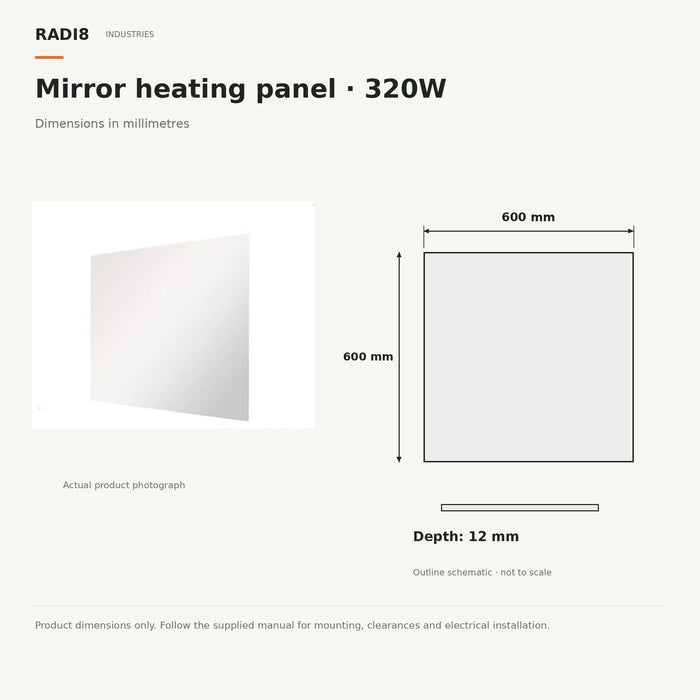 Infrared Heating Panel (600 x 600) Mirror Heater | 320w |