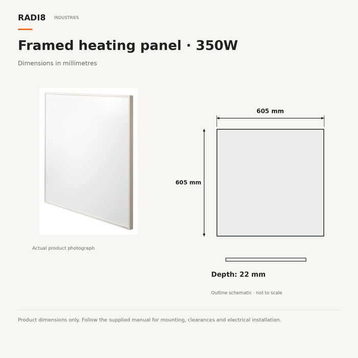 Infrared Heating Panel (605x605mm) | Framed Series | 350w
