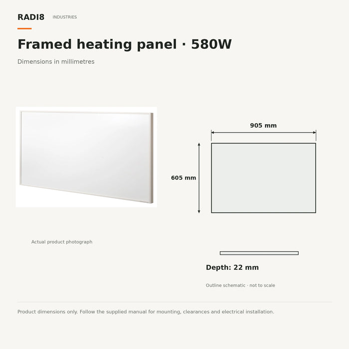 Infrared Heating Panel (905x605mm) | Framed Series | 580w