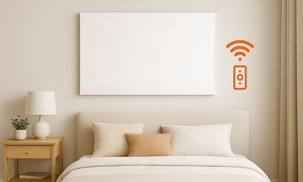 Infrared heating panel installed in a real interior setting